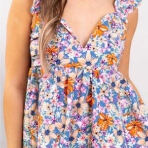 Floral Ruffle Babydoll Top